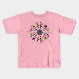 Teal Rainbow Leaves Kids T-Shirt